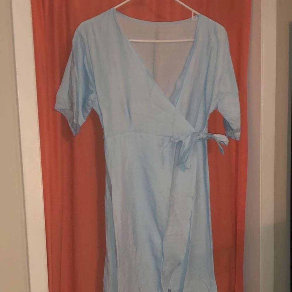 Light blue wrap dress